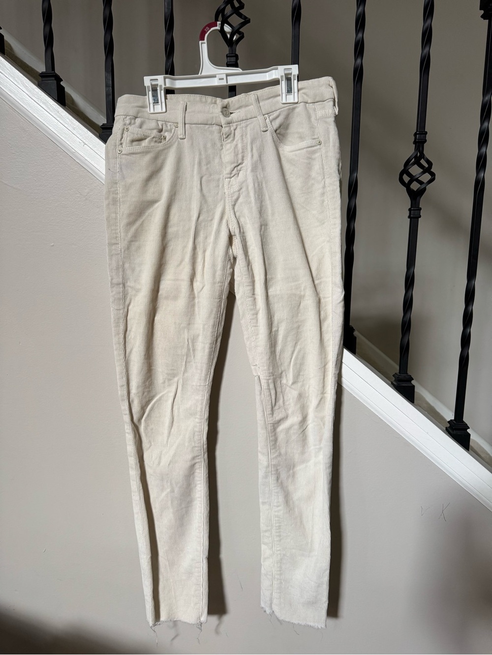 MOTHER Off-White Skinny Corduroy Pants